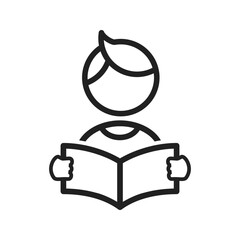Boy Reading icon vector image. Suitable for mobile apps, web apps and print media.