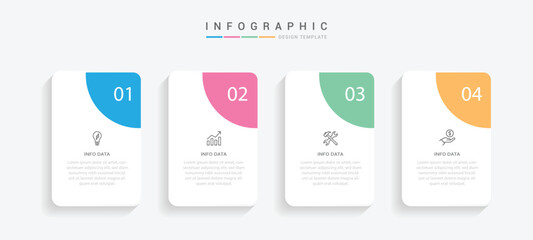 Business vector infographic design template with icons and 4 options or steps. Can be used for process diagram, presentations, workflow layout, banner, flow chart, info graph