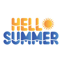 colorful and simple, hello summer typography vector illustration, best for printing, poster, t shirt etc.