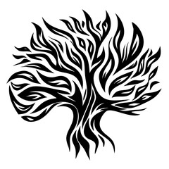 Black Tree Silhouette Tattoo Vector Design