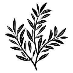 Black Leaves Branch Vector Design