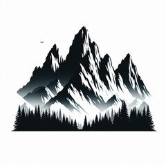 create mountain Silhouette with white background