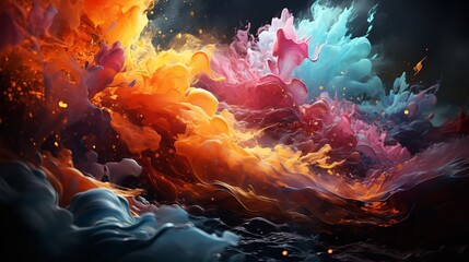 Fototapeta premium Emotional Storm an expressionist abstraction of nature in vibrant colors and bru, generative IA