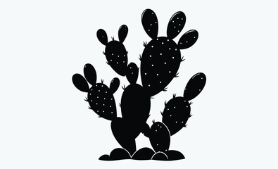 Prickly pear cactus silhouette, Prickly pear cactus silhouette icon vector illustration design on white background.  © Silhouettify