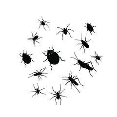 Ant, Ladybug & Insect Silhouette Icon Set