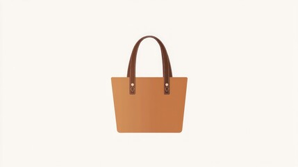 Simple tan tote bag with brown handles