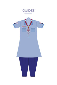 Flat Vector Illustration of  Girl Scout Uniform on White Background