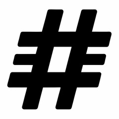 Obraz premium Black hashtag icon on white background.