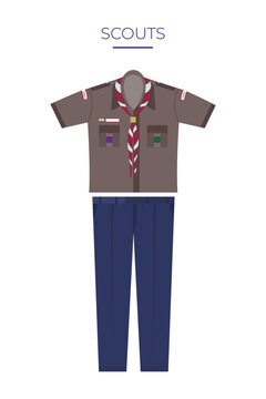 Scout Uniform Flat Vector Illustration with White Background