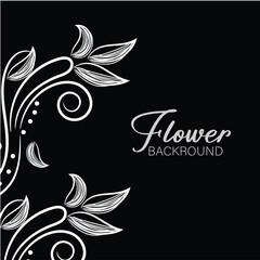 Fototapeta premium Elegant Black and White Floral Corner Design Background