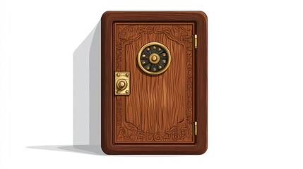 Wooden safe with ornate design
