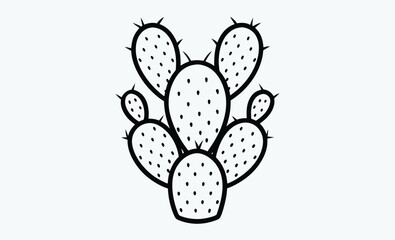 Prickly pear cactus silhouette, Prickly pear cactus silhouette icon vector illustration design on white background. 