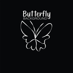 Elegant White Butterfly Silhouette on Black Background Design