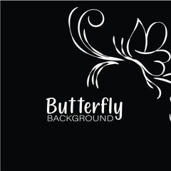 Elegant Black and White Butterfly Floral Background Design