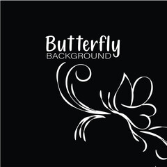 Obraz premium Elegant White Butterfly Design on Black Background