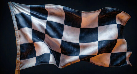 Vintage Sports-Themed Checkered Flag Design, Featuring White and Black Patterns, Ideal for Racing Decorations or Backgrounds