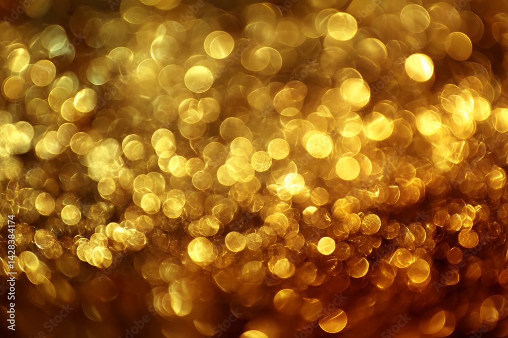 Poster abstract background of golden bokeh lights, creating a shimmering and luxurious effect, symbolizing 
