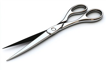 Fototapeta premium Sleek Silver Scissors Isolated on Clean White Background