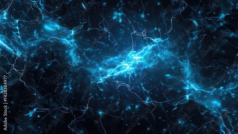 Poster abstract picture of colorful particle with sparkle electric style design connect become energy struc