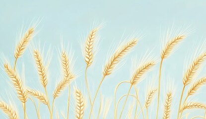 A close-up of the golden spike drawing, with a light blue sky background, emphasizing the agricultural theme of harvest.