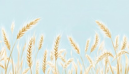 A close-up of the golden spike drawing, with a light blue sky background, emphasizing the agricultural theme of harvest.