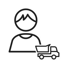 Playing with Truck icon vector image. Suitable for mobile apps, web apps and print media.
