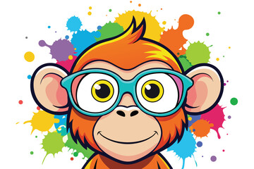 Fototapeta premium monkey, funny, wildlife, animal, cute, wild, ape, primate, chimpanzee, face, mammal, zoo, young, happy, fur, character, jungle, expression, isolated, fun, safari, portrait, head, creature, hairy, tail