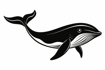 Whale Full body black design and white background