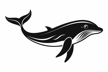 Whale Full body black design and white background
