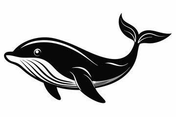 Whale Full body black design and white background