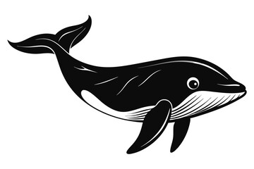 Whale Full body black design and white background