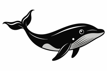 Whale Full body black design and white background