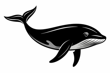 Whale Full body black design and white background