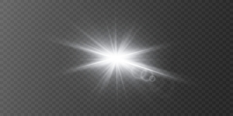 Obraz premium Glitter flash and flare. White star and light effect.