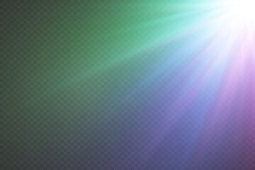 Light effect of flare and lenses, flash of light and explosion.