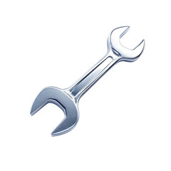 Shiny Chrome Open-End Wrench. Tool Detail, isolated on transparent background.