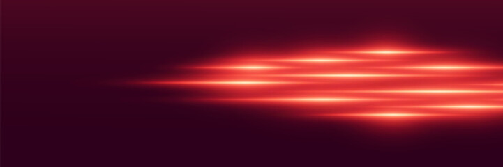 Red horizontal light effect. Laser effect of speed and brilliance of sparks.