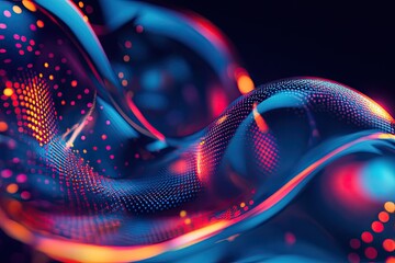 Abstract fluid form with vibrant dots