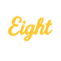 3D render of Number 8, Spelled out, Transparent Background, Isolated