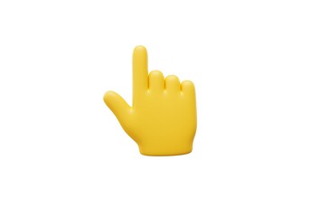 Obraz premium 3d Yellow hand pointing finger upward on white background