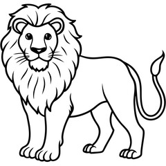 Lion line art vector illustration and white background