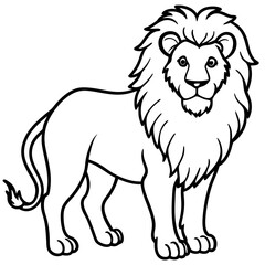 Lion line art vector illustration and white background