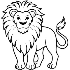 Lion line art vector illustration and white background