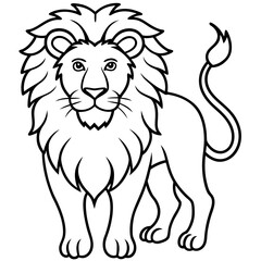 Lion line art vector illustration and white background