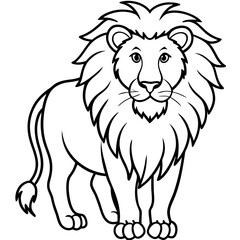Lion line art vector illustration and white background