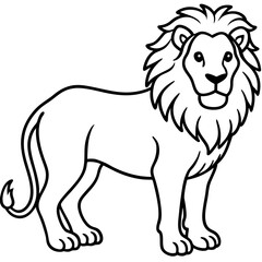 Lion line art vector illustration and white background