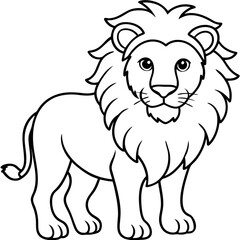 Lion line art vector illustration and white background