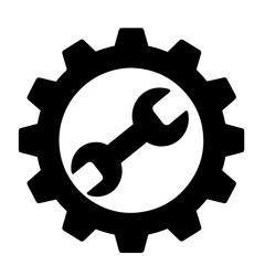 Gear and Wrench Icon Silhouette – Black Vector Symbol Representing Settings, Maintenance, Repair Tools, System Configuration, Engineering, and Technical Support PNG