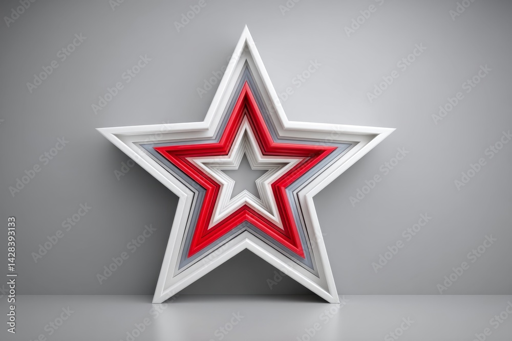 Poster minimalist star icon in red white and blue overlapping in clean geometric layout