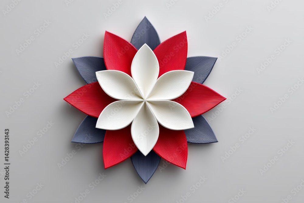 Poster minimalist star icon in red white and blue overlapping in clean geometric layout